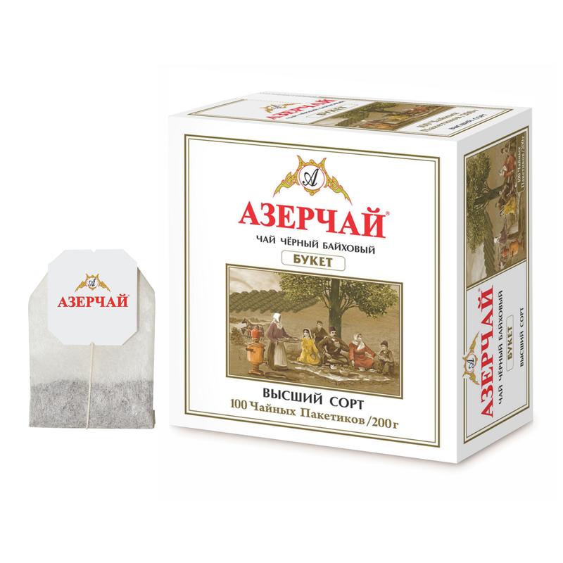 Чай АЗЕРЧАЙ Букет чёрный б/к, 100пак*2г*6