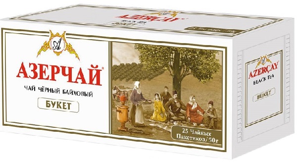 Чай АЗЕРЧАЙ Букет чёрный б/к, 25пак*2г*24