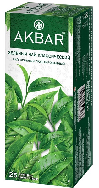 Чай AKBAR зелёный классический 25пак*2г*15