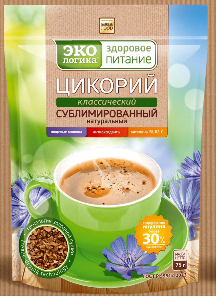 Цикорий ЭКОЛОГИКА натуральный сублимированный м/у, 75г*12