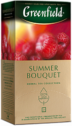 Чай GREENFIELD Summer Bouguet травяной (малина, шиповник) в/к, 25пак*2г*10