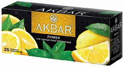 Чай AKBAR чёрный с Лимоном с/я, 25пак*2г*24