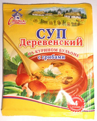 Суп СТАРАЯ МЕЛЬНЯ "Деревенский" на курином бульоне с грибами м/у, 60г*25