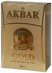 Чай AKBAR Gold чёрный цейлонский крупнолистовой, карт/у, 100г*14