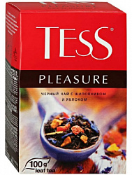Чай TESS Pleasure чёрный с шиповником и яблоком карт/у, 100г*15