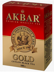 Чай AKBAR Gold (красно-золотой) чёрный цейлонский срелнелистовой, карт/у, 100г*24