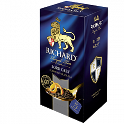 Чай RICHARD Lord Grey чёрный с бергамотом в/к, 25пак*2г*12