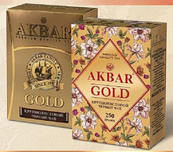 Чай AKBAR Gold чёрный цейлонский крупнолистовой, карт/у, 250г*24