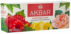 Чай AKBAR Малиновая Роза зелёный ароматизированный б/к, 25пак*1,5г*15