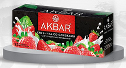 Чай AKBAR Клубника со сливками чёрный ароматизированный с/я, 25пак*1,5г*15