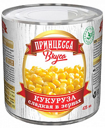 ПРИНЦЕССА ВКУСА Кукуруза сахарная ж/б, 400г (425 мл)*12