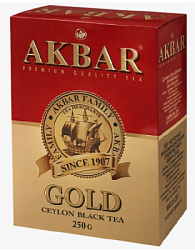 Чай AKBAR Gold (красно-золотой) чёрный цейлонский срелнелистовой, карт/у, 250г*24