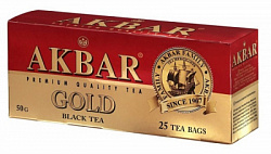 Чай AKBAR Gold (красно-золотой) чёрный б/к, 25пак*2г*15