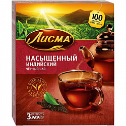 Чай ЛИСМА Насыщенный чёрный индийский б/к, 100пак*1,8г*6