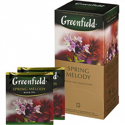 Чай GREENFIELD Spring Melody чёрный с травами в/к, 25пак*1,5г*10