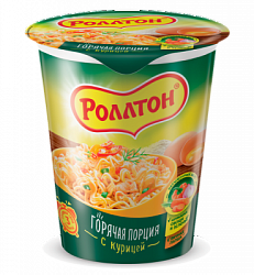 Лапша быстрого приготовления РОЛЛТОН горячая порция с Курицей, стакан 70г*24